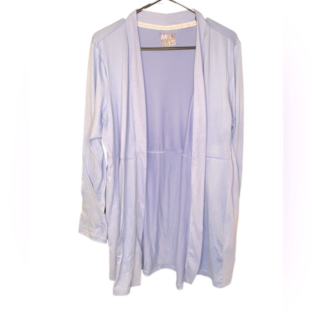 MUK LUK super soft butter knit lightweight long open blue cardigan size medium